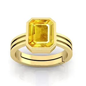 Todani Jems 14.25 Ratti Pukhraj Stone Original Certified Yellow Sapphire Gemstone Gold Plated Adjustable Woman Man Ring With Lab Certificate