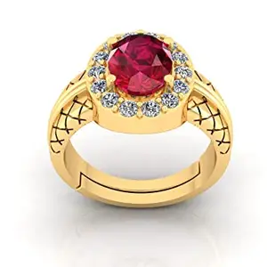 SIDHARTH GEMS 7.00 Carat Natural Ruby Manik Loose Gemstone Gold Plated Birthstone Astrology Rashi Ratan Adjustable Ring for Men & Women