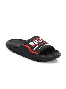 AADI Men's Black PVC Lightweight Comfortable Indoor Outdoor Daily Use Casual Slides/Slippers/Flip Flop