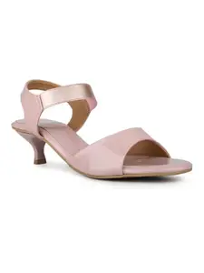 Inc.5 Womens Peach Party Wear Solid Round Toe Heels