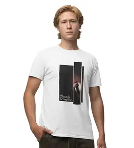 JD TRENDS Mirage, City Lights: (White) Front Printed Round Neck Tee - A Fashion Essential for Men