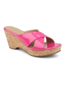 Inc.5 Women Pink Cross Strap Platform Heels