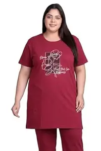 In Love Women's Plus Size Cotton Long-line Chest Print T-Shirt with Pocket