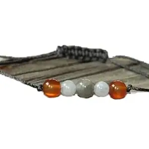 LKBEADS labradorite, moonstone & carnelian round smooth 6-8mm, 23 Pieces multi color beads adjustable thread cord bracelet for men, women, meditation, yoga, healing, prosperity.