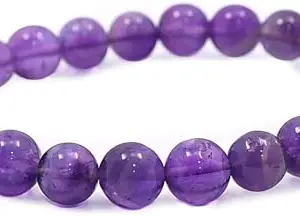 AAMRAPALI SILVER GEMS AAMRAPALI Amethyst Bracelet | Stone Beads Bracelet | Focus on Crown Chakra | Crystal Stone 8 Mm Faceted Beads For Reiki Healing And Crystal Healing Stones For Unisex Adult (Color : Purple)