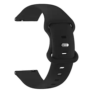 ACM Watch Strap Silicone Belt compatible with Fire-Boltt Rise Steel Ultra Bsw226 Smartwatch Sports Dual Closure Band Black