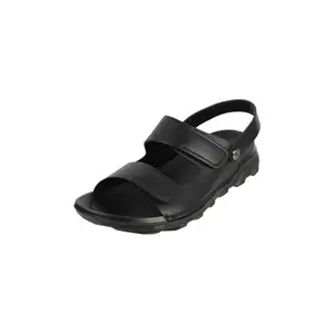 Mochi J.fontini Men Black Premium Leather Comfort Sandal UK/9 EU/43 (60-101)