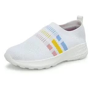 Bourge Womens Micam-z105 White and Yellow Running Shoes - 4 UK (Micam-z105-4)