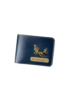 NAVYA ROYAL ART Premium Personalized Men's Leather Wallet - Elevate Your Style with a Custom Touch - Blue