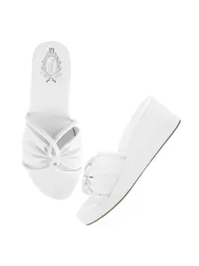 Shoetopia Women's Girls Stylish Slip on | Light Weight & Comfortable with Cushioned Footbed | Comfortable Wedges for Casual/Festive/Daily & Outdoor Use Sandal White