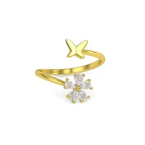 Anuradha Art Jewellery glorious gold-plated floral design and studded shimmering white diamond Adjustable finger ring for women and girls.
