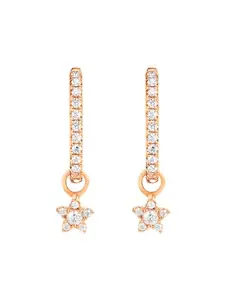MINUTIAE Stylish CZ Star Dangle Tiny Small Hoop Earrings for Women Girls (Rose Gold)