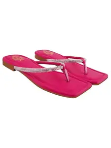 Shoetopia Diamante Strappy Pink Flats For Women & Girls