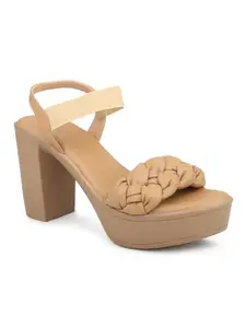 Inc.5 Women Beige Textured Platform Sandals