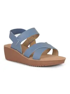 Bata 6619 Julia Sandal Blue Sandals for Women|Everyday|Running|Walking|Comfortable Fit|Fashionable Size- 6
