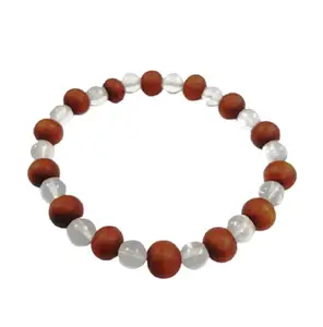 numeroastro Wood & Crystal Round Beads Stretchable Bracelet For Men & Women (1 Pc)