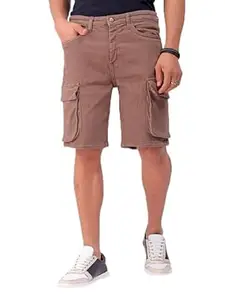 The Indian Garage Co Men Relaxed Fit Solid Mid-Rise Denim Cargo Shorts