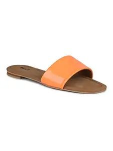 Inc.5 Women Neon Orange Solid Flat Mules Sandals