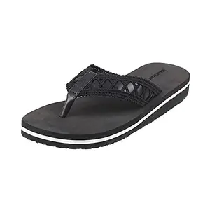 Walkway Womens Synthetic Black Slippers (Size (7 UK (40 EU))