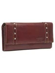 TEAKWOOD LEATHERS Two fold Wallet for Women with Card Pocket, Ladies Purse with with Zipper (Maroon)