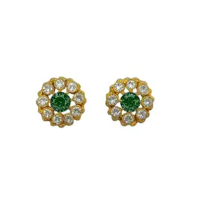 Floral Stone Stud Earrings for Women – Artificial Flower Design with Sparkling Stones | Lightweight Jewelry | Stylish Gift for Girls & Women (Light green)