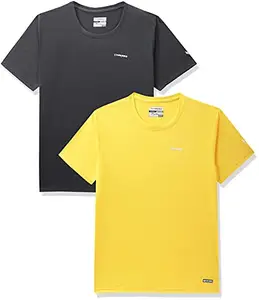 Charged Brisk-002 Melange Round Neck Sports T-Shirt Black Size 2Xl And Charged Pulse-006 Checker Knitt Round Neck Sports T-Shirt Yellow Size 2Xl