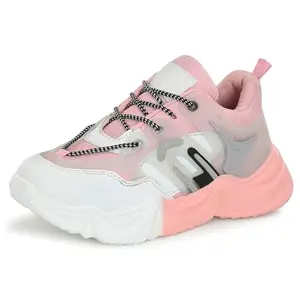 Shoe Island ® Premium Mesh Lightweight Girls Women Ladies High Heel Casual Sneakers Chunky Running Sports Shoes for Women (BAB772), Size 4 UK/India Pink