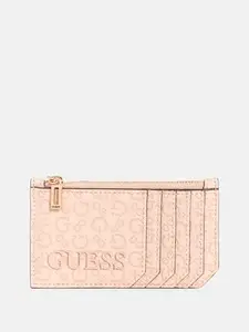 GUESS Blush Monogram Polyurethane Bowie Credit Card Case