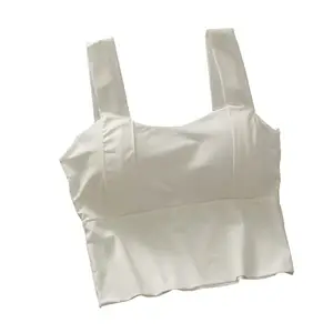 Sports Bra Womens Longline Padded Crop Tank Yoga Bras Workout Fitness Top Free Size (28 Till 32) White