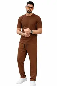 Mack Jonney Men’s Cotton Tracksuit | Self Print Stylish Tracksuit with Trackpants | Comfortable All-Season Activewear-S243