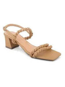 INC.5 Women Beige Textured Block Heels