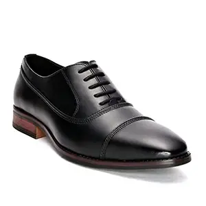 San Frissco Men's Handcrafted Formal Shoes with TPR Sole/Solid Comfortable Cushioned Footbed Shoes for Office, Party and Wedding/Lightweight and Comfortable Oxford Lace Up Shoe - 10 (Black)