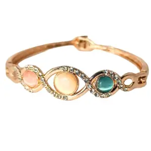 Elegant Crystal Bracelet with Multi-Coloured Gemstones, Gold-Plated, Rhinestone Accents