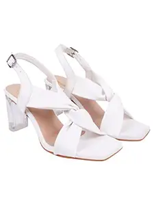 Shoetopia womens Classic White Heeled Sandal - 3 UK (Classic-White)