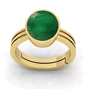 BALATANK 10.25 Ratti / 9.50 Carrat Natural Panna Emerald Gold Plated Adjustable Ring For Men And Women's With Lab Certificate