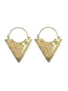 Tribal Triangle Gold-Plated Brass Hoop Earrings By Studio One Love