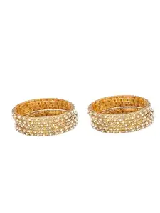 1st Time Stylish Glass Bangle/Kada- Perfect For Party,Wedding, Celebrations And Wedding, Pack Of 12, Gold- I89
