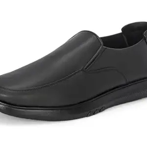 MACTREE Black Faux Leather Slip On Moccasin Formal Shoes for Men - 6 UK