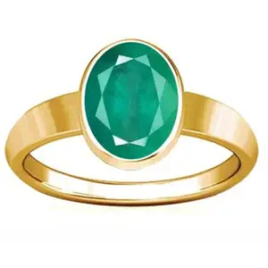 Emerald Panna Gemstone Weight 5.25 Ratti Panch Dhatu gold Coated adjustable ring For Men and Women