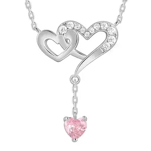 GIVA 925 Silver Double Love Necklace| Necklace to Gift Women & Girls | With Certificate of Authenticity and 925 Stamp | 6 Months Warranty