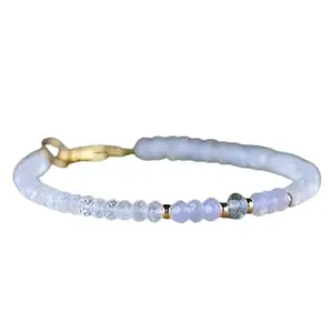 RRJEWELZ Rainbow Moonstone, Moss Aquamarine & Chalcedony bracelet for men & women - 3.5mm Rondelle Faceted beads - 7 Inch with Gold plated clasp – Healing, Fashion, Gift, Spiritual, Yoga|LCBR_RR_08509