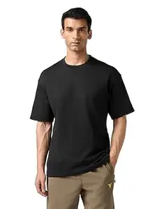 TECHNOSPORT Men's Relaxed Fit Round Neck Drop Shoulder T-Shirt with Elasto Plus for Sports, Gym & Regular Use