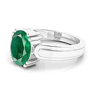 SIDHARTH GEMS SIDHARTH GEMS Natural Panna Astrological Ring 3.25 Ratti 2.30 Carat Genuine and Certified Emerald Adjustable Silver Ring for Women's and Men's