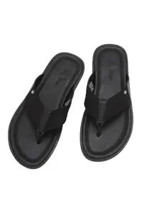 Louis Philippe Men Black Solid Flip Flops
