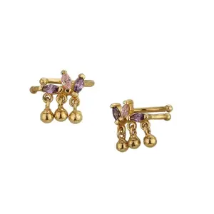 Carlton London 18Kt Gold Plated CZ Studded Contemporary Earring