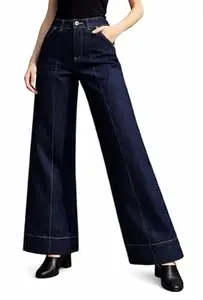 Ben Martin Dark Blue Baggy Jeans for Women | Koren Style | Women,'s Loose Jean | High Waist Wide Leg Denim Jeans | Oversized Jean's for Womenss | Straight Fit Daily Casual Office Wear Women's Jeans