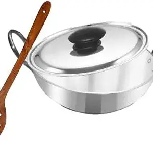 Stephy Aluminium Calcutta Kadhai (0.75 LTR.) 19 cm with Lid and 1 Piece of Wooden Round Spatula price in India.