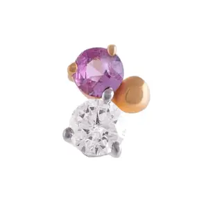 Mia by Tanishq Rhythm Pulse 14 Kt Gold, Sapphire & Diamond Nose Pin (0.213 gm)