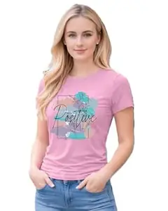 Accmetees Mind Positive Printed T Shirt for Women | Cotton Round Neck Graphic Tee | Aesthetic Motivational Quote Tshirt Women | Casual Stylish Womens T Shirt