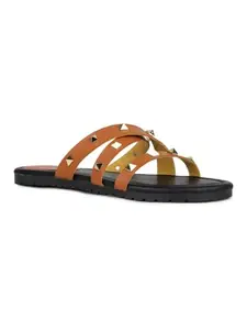 Inc.5 Womens Tan Casual Strappy Open Toe Flats